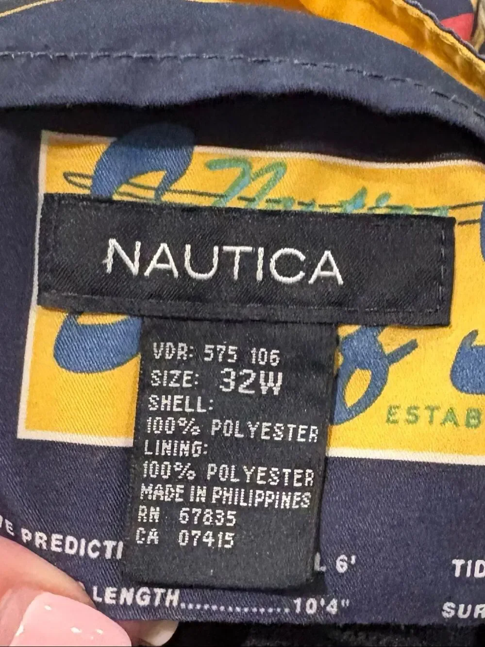 Nautica Men's Surf Shop Printed Graphic Swim Board Shorts Navy Combo Size 32W
